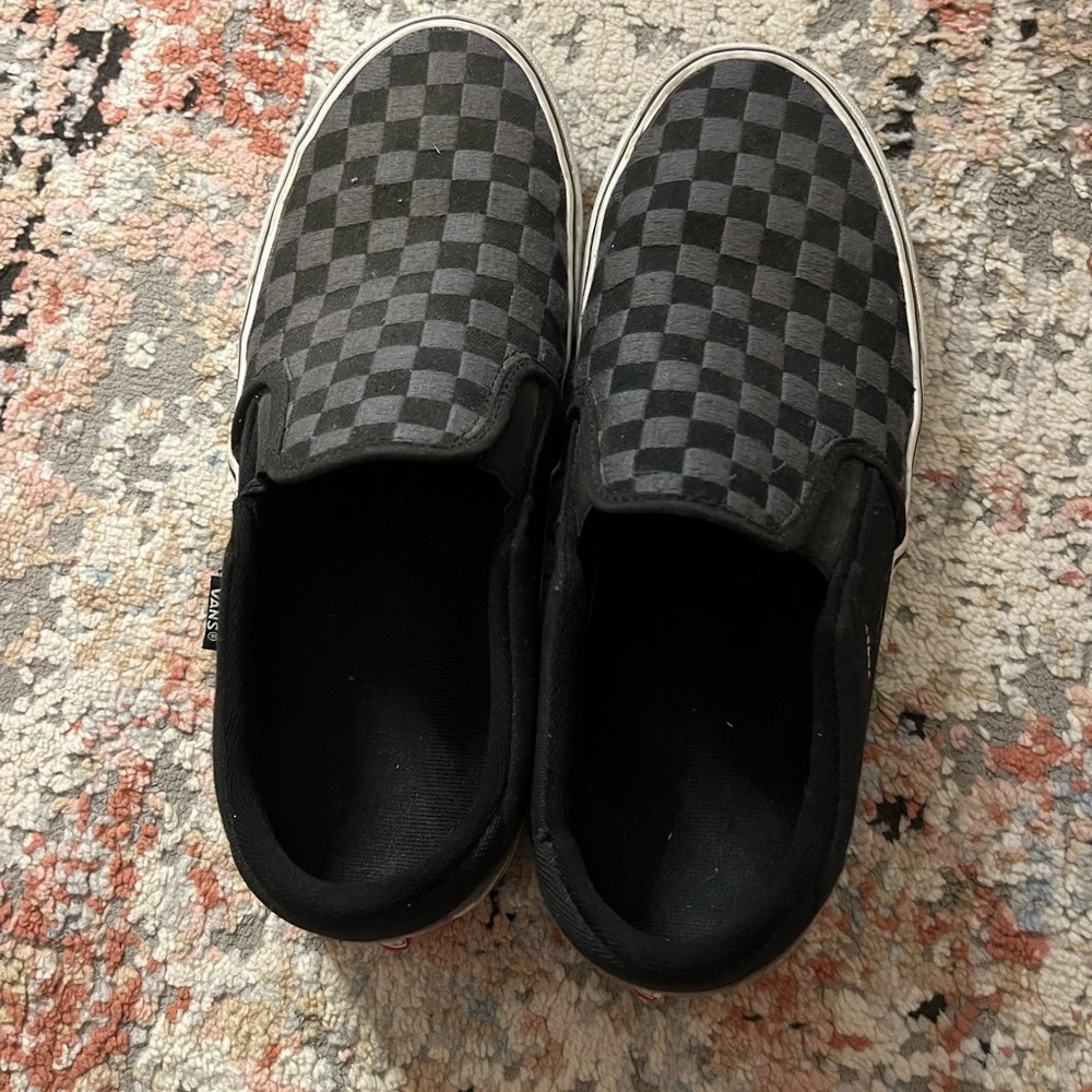 men's grey and black checkered vans